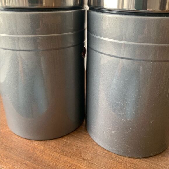 Vintage Wesco 2 Qt Gray Steel Canister Set Made in Germany SET OF 2 HG2 - Picture 5 of 8